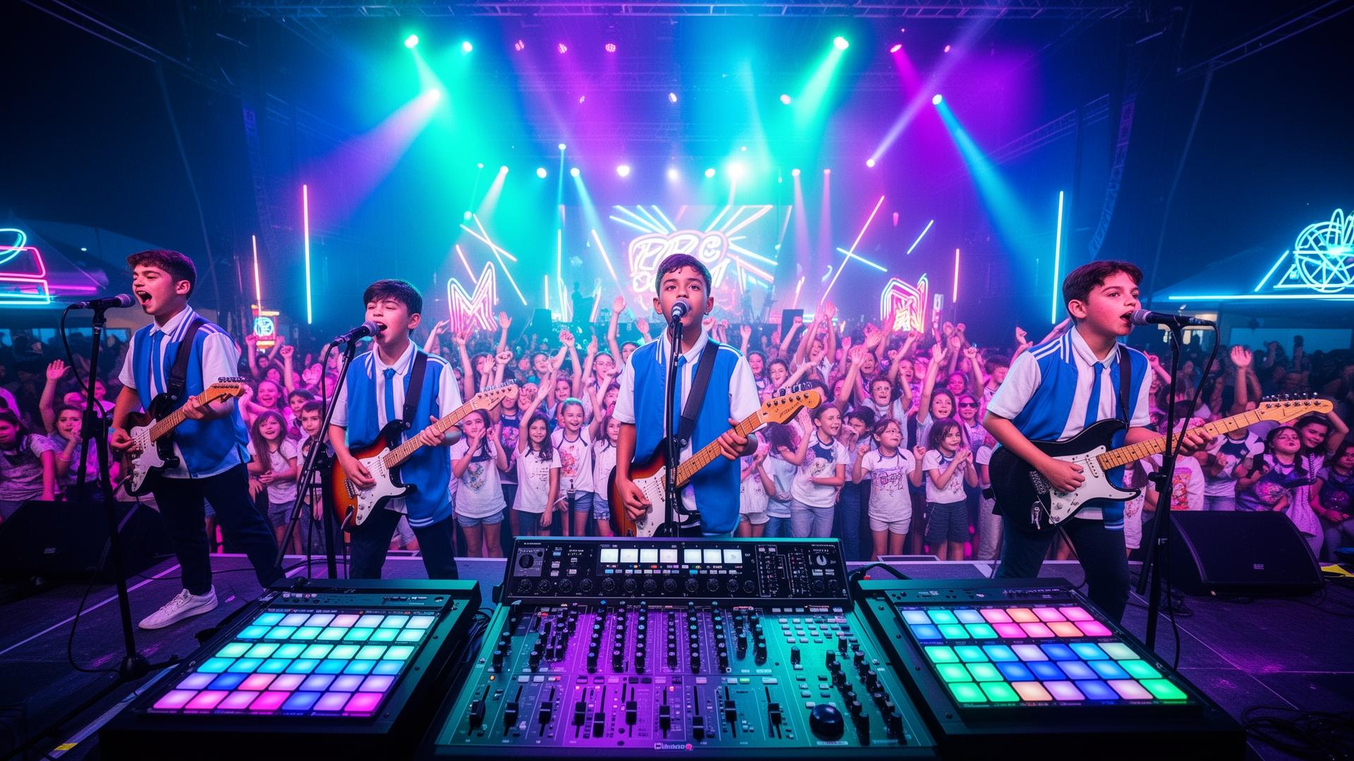 Großes SchulPop-Festival mit Bühne, Kindern und Familien